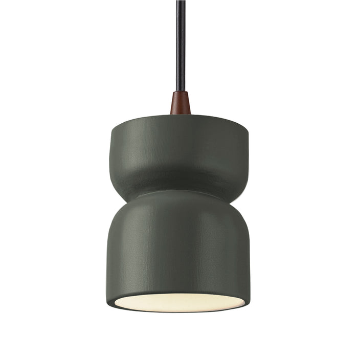 Justice Designs - CER-6500-PWGN-DBRZ-BKCD - One Light Pendant - Radiance - Pewter Green