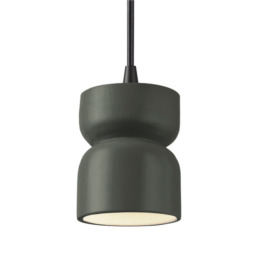 Justice Designs - CER-6500-PWGN-MBLK-BKCD - One Light Pendant - Radiance - Pewter Green