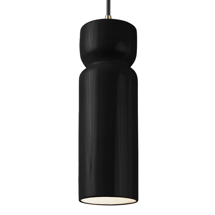 Justice Designs - CER-6510-BLK-ABRS-BKCD - One Light Pendant - Radiance - Gloss Black