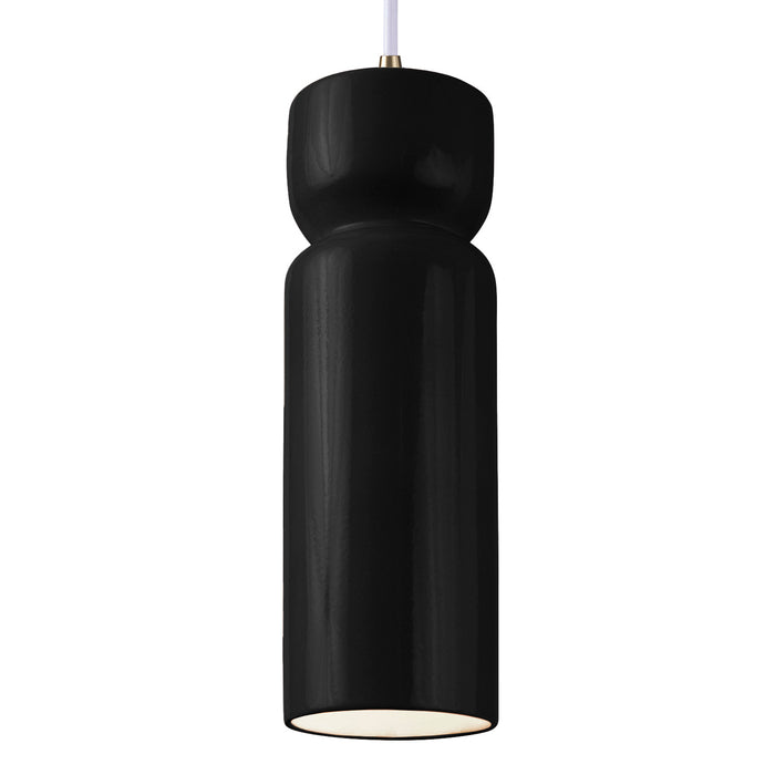 Justice Designs - CER-6510-BLK-ABRS-WTCD - One Light Pendant - Radiance - Gloss Black