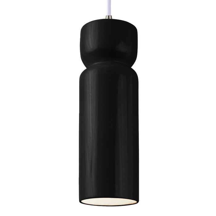 Justice Designs - CER-6510-BLK-NCKL-WTCD - One Light Pendant - Radiance - Gloss Black