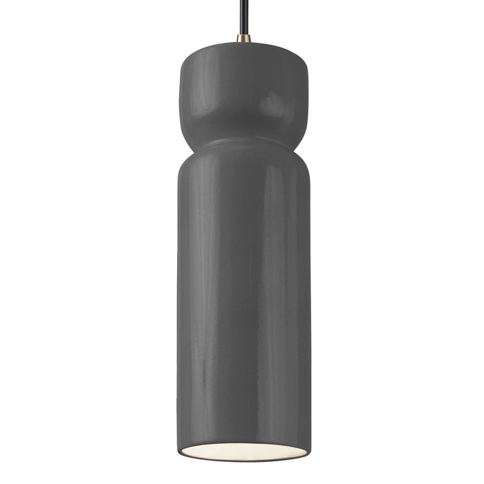 Justice Designs - CER-6510-GRY-ABRS-BKCD - One Light Pendant - Radiance - Gloss Grey