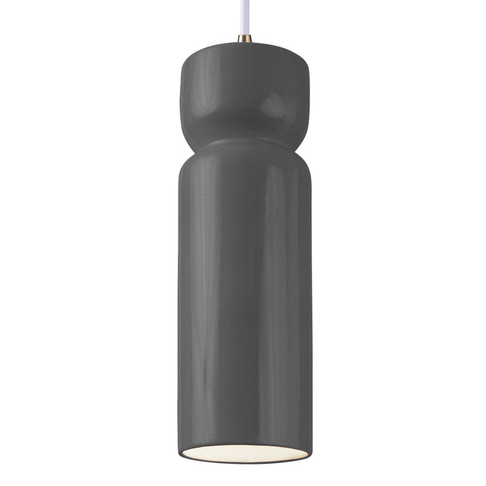 Justice Designs - CER-6510-GRY-ABRS-WTCD - One Light Pendant - Radiance - Gloss Grey