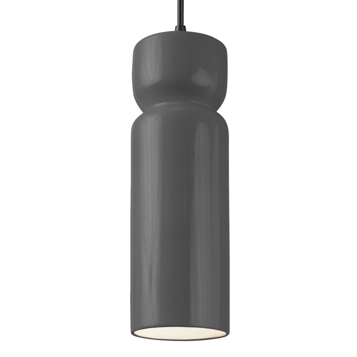 Justice Designs - CER-6510-GRY-MBLK-BKCD - One Light Pendant - Radiance - Gloss Grey