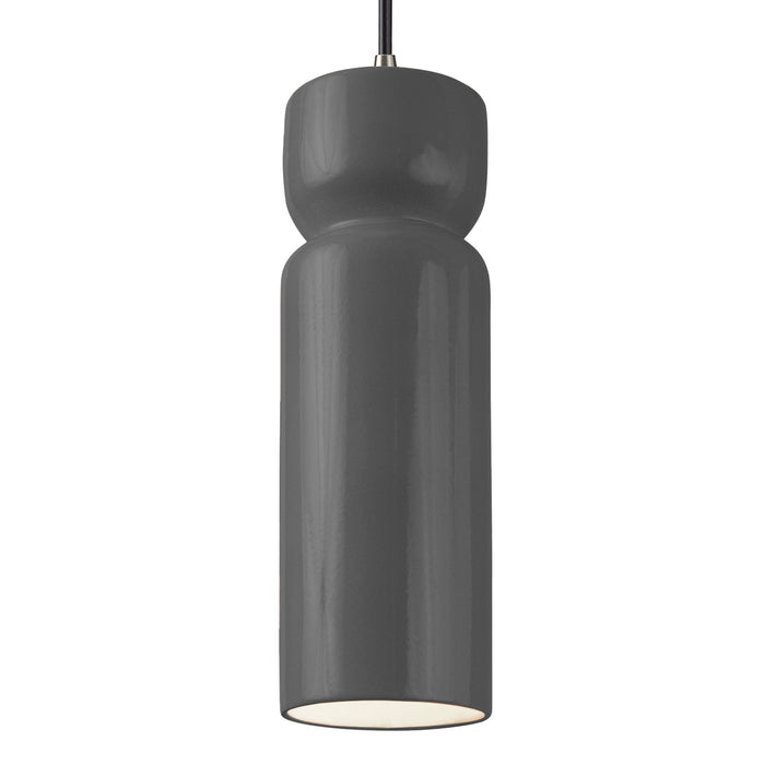 Justice Designs - CER-6510-GRY-NCKL-BKCD - One Light Pendant - Radiance - Gloss Grey