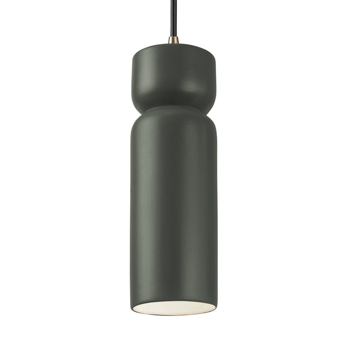 Justice Designs - CER-6510-PWGN-ABRS-BKCD - One Light Pendant - Radiance - Pewter Green