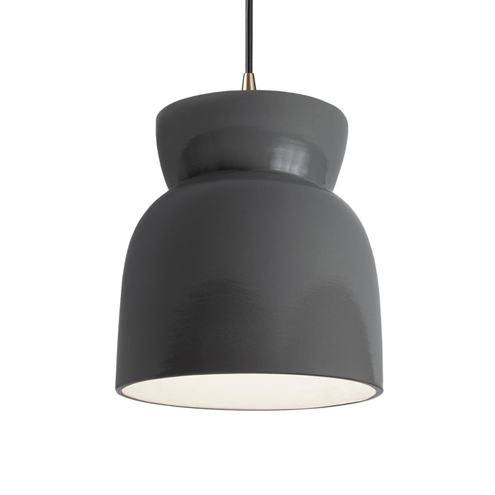 Justice Designs - CER-6515-GRY-ABRS-BKCD - One Light Pendant - Radiance - Gloss Grey