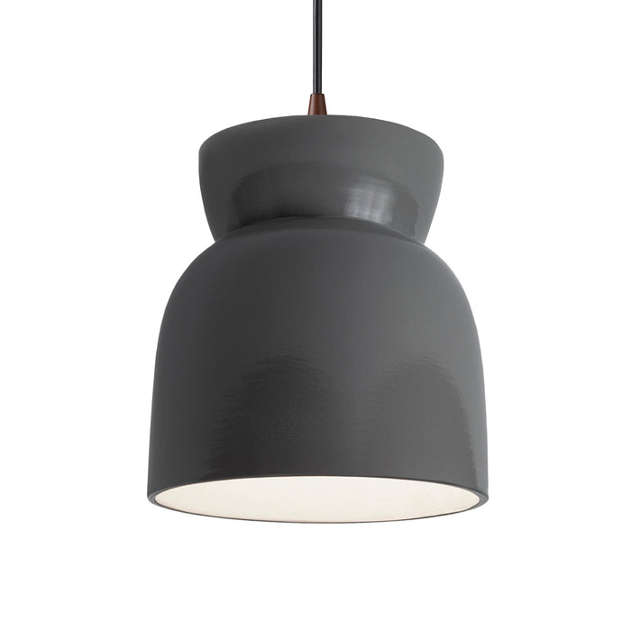 Justice Designs - CER-6515-GRY-DBRZ-BKCD - One Light Pendant - Radiance - Gloss Grey