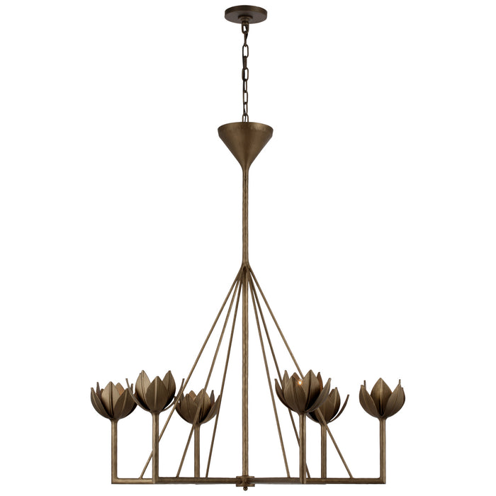 Visual Comfort Signature - JN 5004ABL - Six Light Chandelier - Alberto - Antique Bronze Leaf