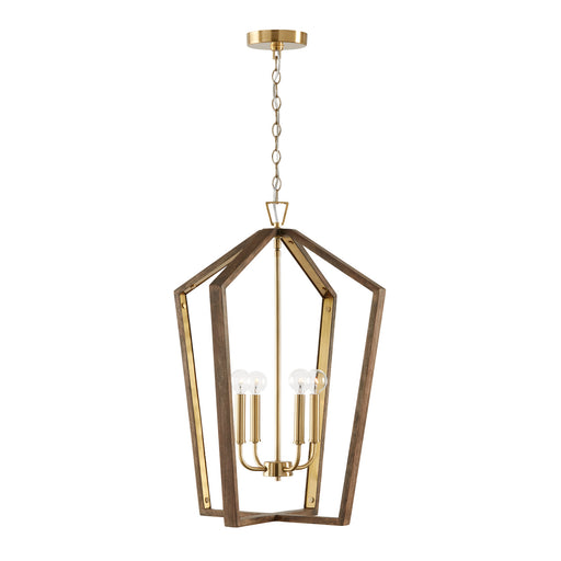 Capital Lighting - 344541NM - Four Light Pendant - Maren - Nordic Wood and Matte Brass