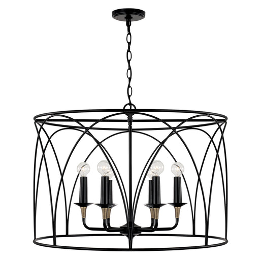 Capital Lighting - 345661KB - Six Light Pendant - Amara - Matte Black with Brass