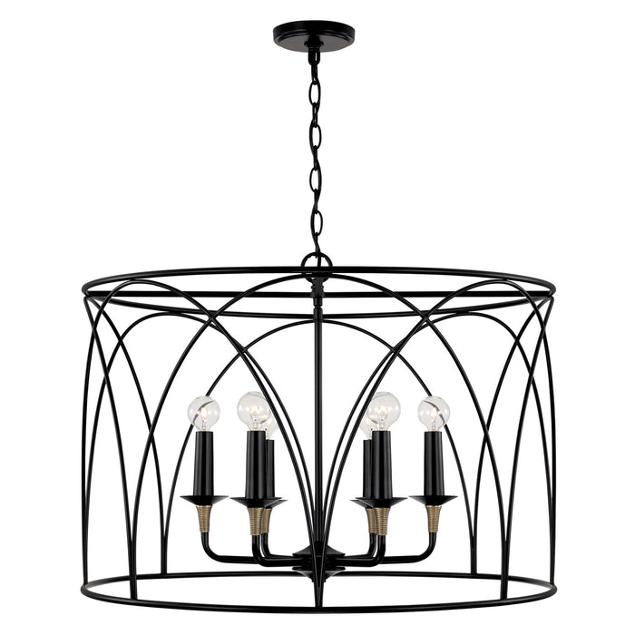 Capital Lighting - 345661KB - Six Light Pendant - Amara - Matte Black with Brass