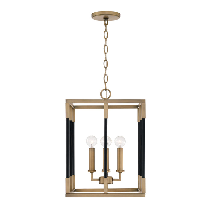 Capital Lighting - 544741AB - Four Light Foyer Pendant - Bleeker - Aged Brass and Black