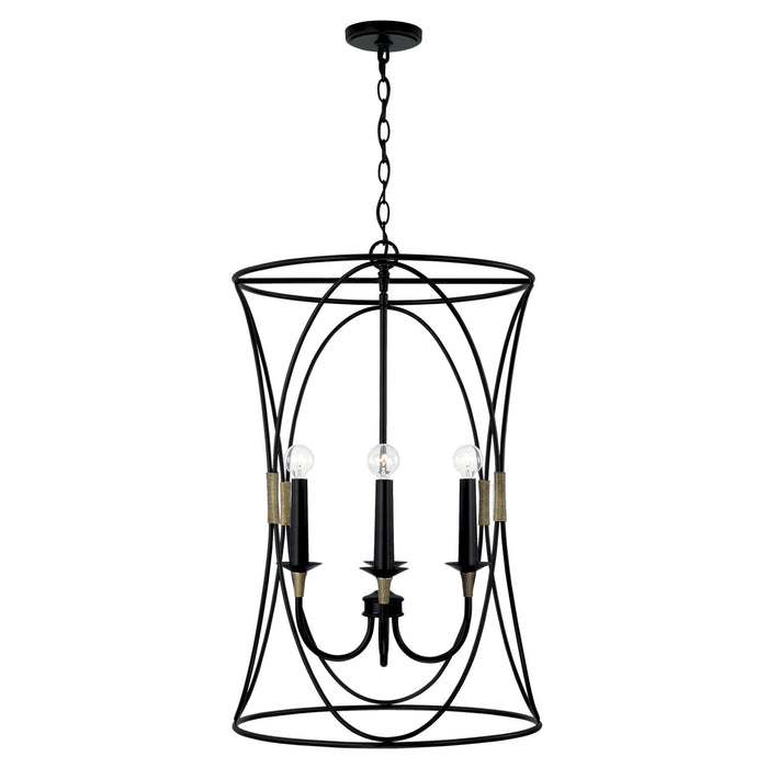 Capital Lighting - 545641KB - Four Light Foyer Pendant - Amara - Matte Black with Brass