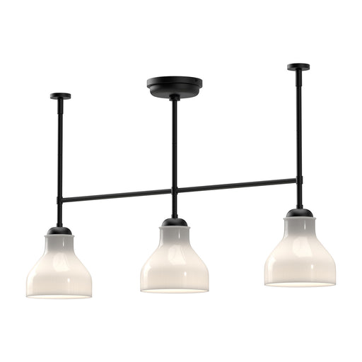 Alora - LP540334MBGO - Three Light Linear Pendant - Westlake - Glossy Opal Glass/Matte Black