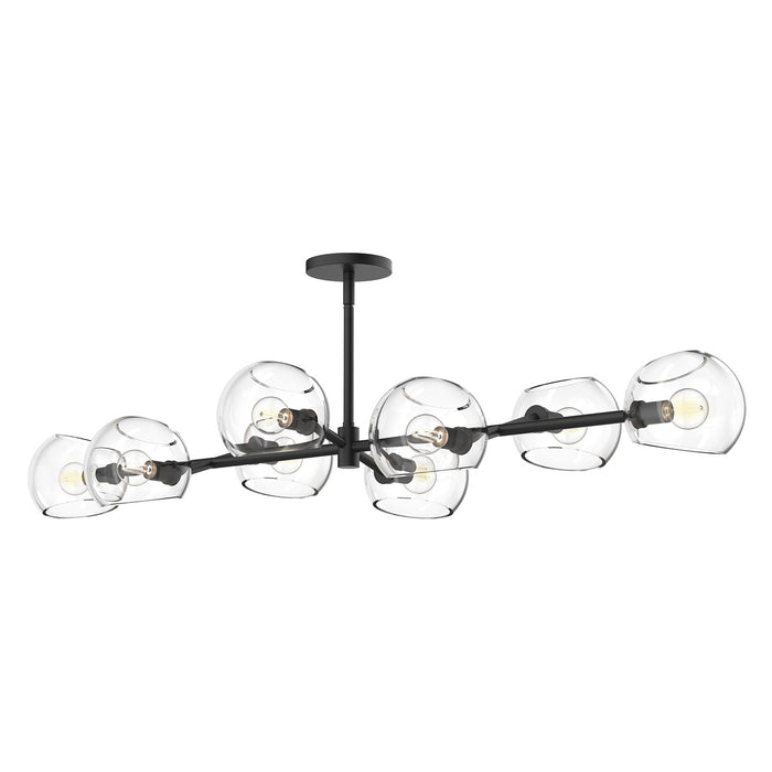 Alora - LP548848MBCL - Eight Light Linear Pendant - Willow - Clear Glass/Matte Black