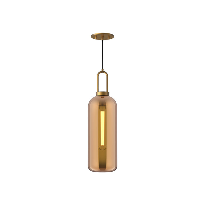 Alora - PD401606AGCP - One Light Pendant - Soji - Aged Gold/Copper Glass