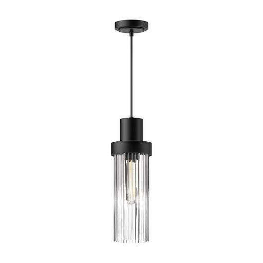 Alora - PD435605MBCR - One Light Pendant - Kent - Clear Ribbed Glass/Matte Black