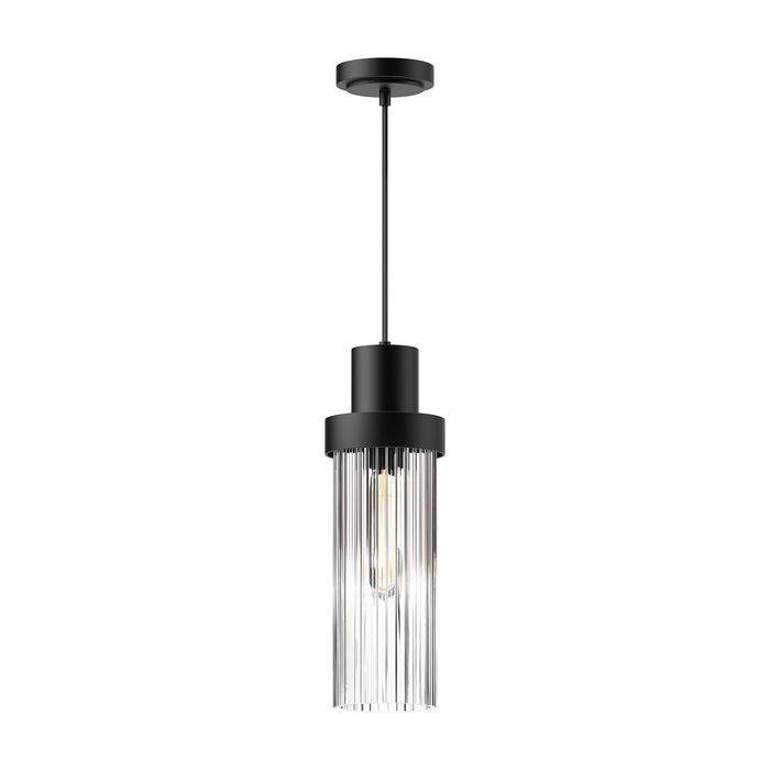 Alora - PD435605MBCR - One Light Pendant - Kent - Clear Ribbed Glass/Matte Black