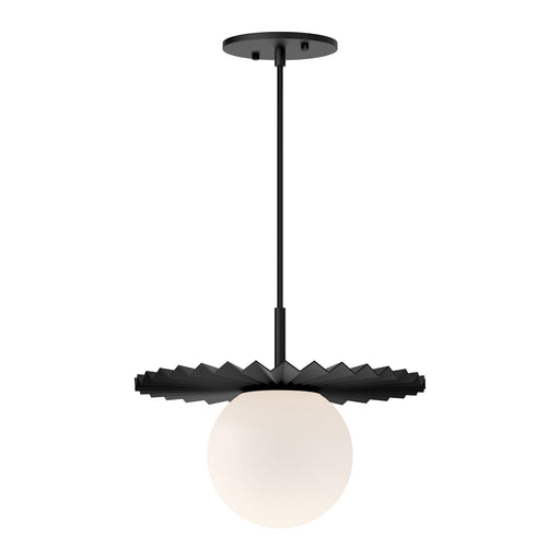 Alora - PD501212MBOP - One Light Pendant - Plume - Matte Black/Opal Matte Glass