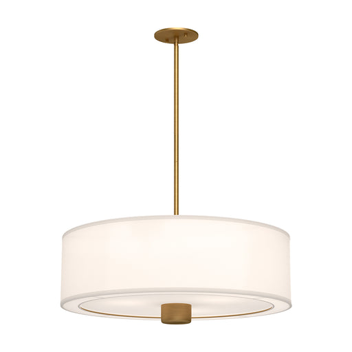 Alora - PD547924AGWL - Three Light Pendant - Theo - Aged Gold/White Linen