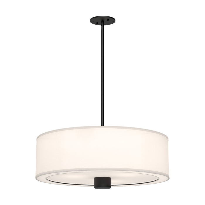 Alora - PD547924MBWL - Three Light Pendant - Theo - Matte Black/White Linen