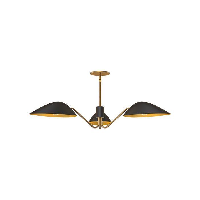 Alora - PD550336MBAG - Three Light Pendant - Oscar - Aged Gold/Matte Black