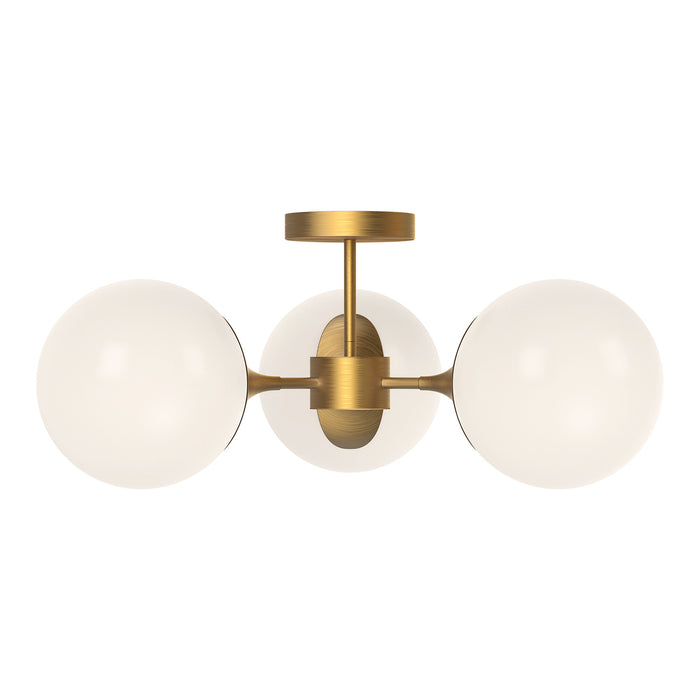 Alora - SF505326AGOP - Three Light Semi-Flush Mount - Nouveau - Aged Gold/Opal Matte Glass