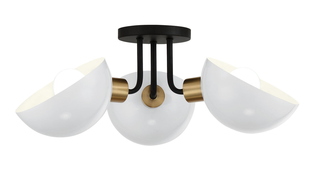 Crystorama - GIG-810-BK-AG - Three Light Semi Flush Mount - Gigi - Black / Aged Brass