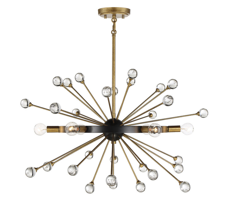 Savoy House - 1-1857-6-62 - Six Light Chandelier - Ariel - Como Black with Gold