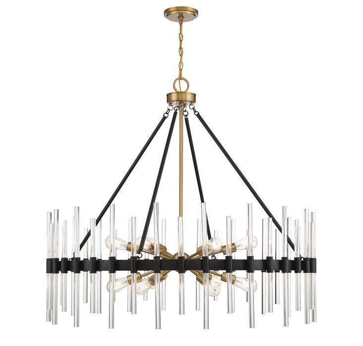 Savoy House - 1-1934-12-143 - 12 Light Chandelier - Santiago - Matte Black with Warm Brass Accents