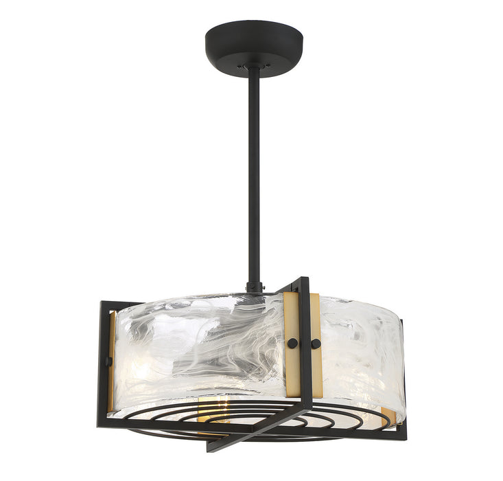 Savoy House - 24-FD-1698-143 - Four Light Fan D'lier - Hayward - Matte Black with Warm Brass Accents