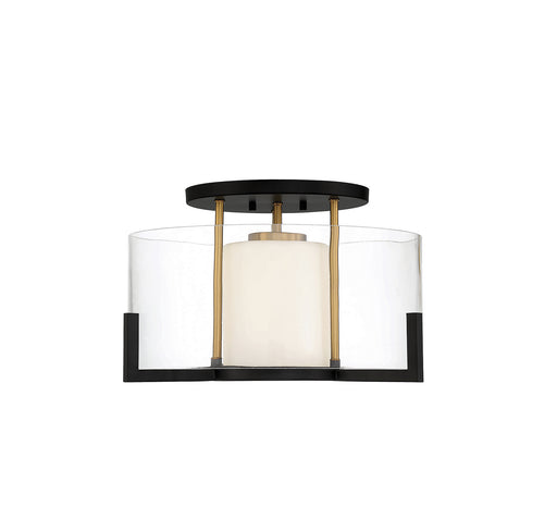 Savoy House - 6-1981-1-143 - One Light Semi-Flush Mount - Eaton - Matte Black with Warm Brass Accents