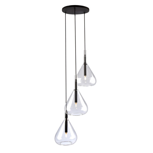 Artcraft - AC11163BK - Three Light Pendant - Conic - Black