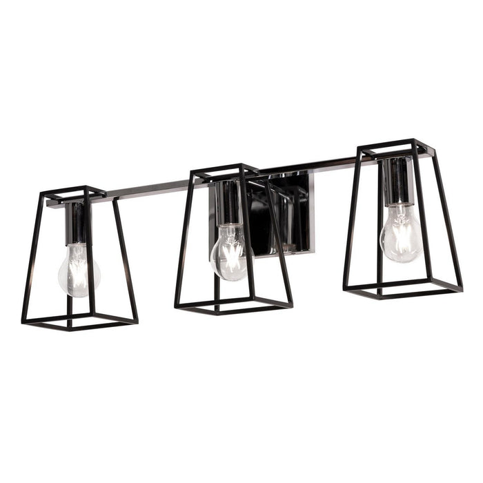 AFX Lighting - LYNV2407MBBKPC - Three Light Vanity - Lynn - Black and Polished Chrome