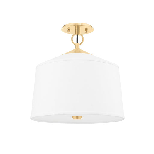 Hudson Valley - 5210-AGB - One Light Semi Flush Mount - White Plains - Aged Brass