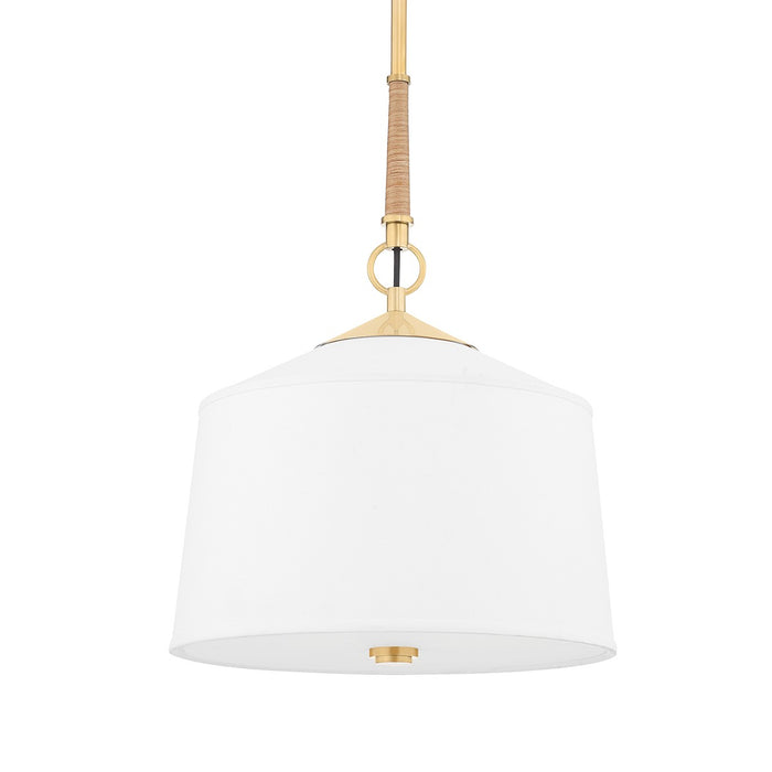 Hudson Valley - 5214-AGB - One Light Pendant - White Plains - Aged Brass