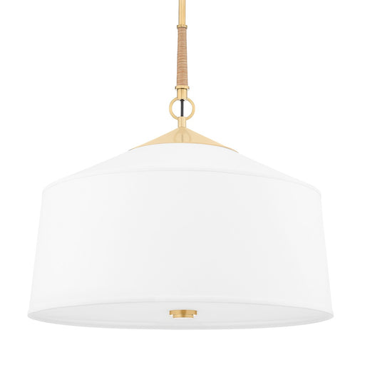 Hudson Valley - 5223-AGB - Three Light Pendant - White Plains - Aged Brass