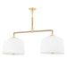 Hudson Valley - 5240-AGB - Two Light Island Pendant - White Plains - Aged Brass