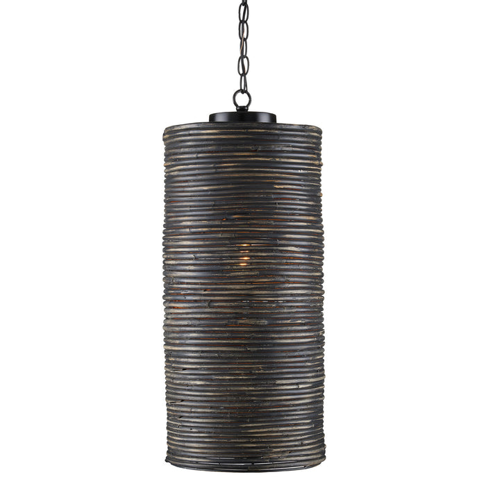 Currey and Company - 9000-0917 - One Light Pendant - Nagano - Satin Black/Graywash