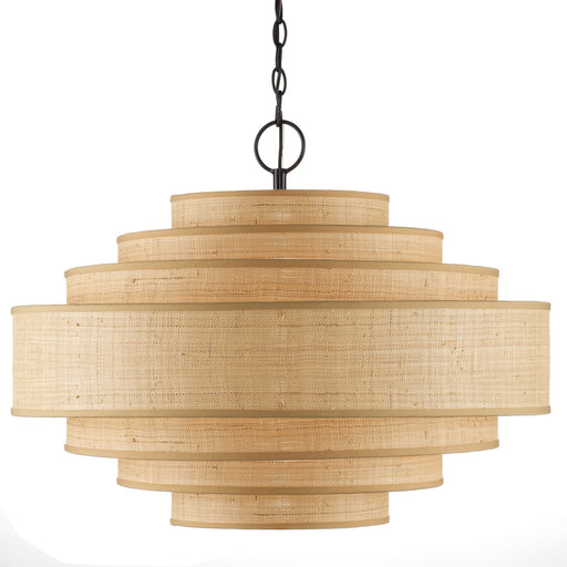 Currey and Company - 9000-0946 - Six Light Chandelier - Maura - Natural/Satin Black