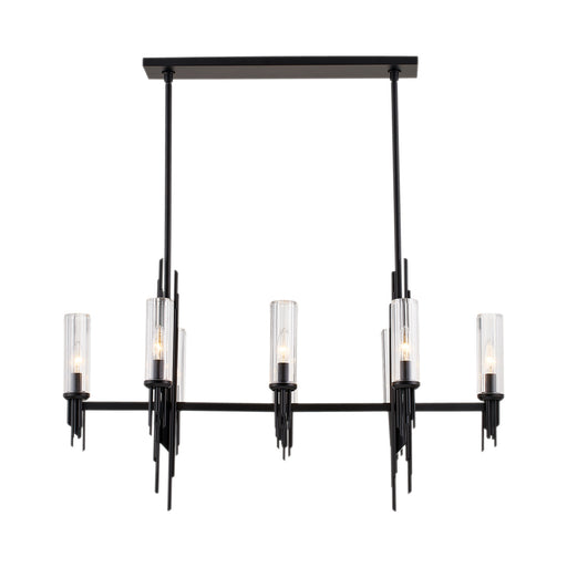 Alora - LP335838MBCR - Eight Light Pendant - Torres - Clear Ribbed Glass/Matte Black