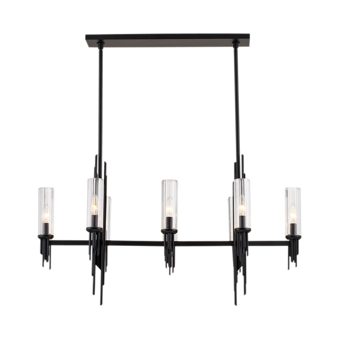 Alora - LP335838MBCR - Eight Light Pendant - Torres - Clear Ribbed Glass/Matte Black