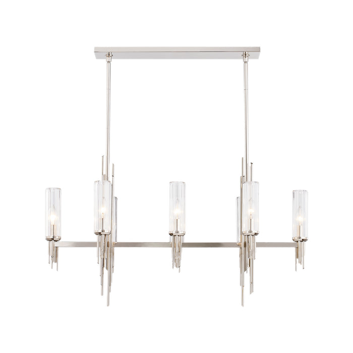 Alora - LP335838PNCR - Eight Light Pendant - Torres - Polished Nickel/Ribbed Glass