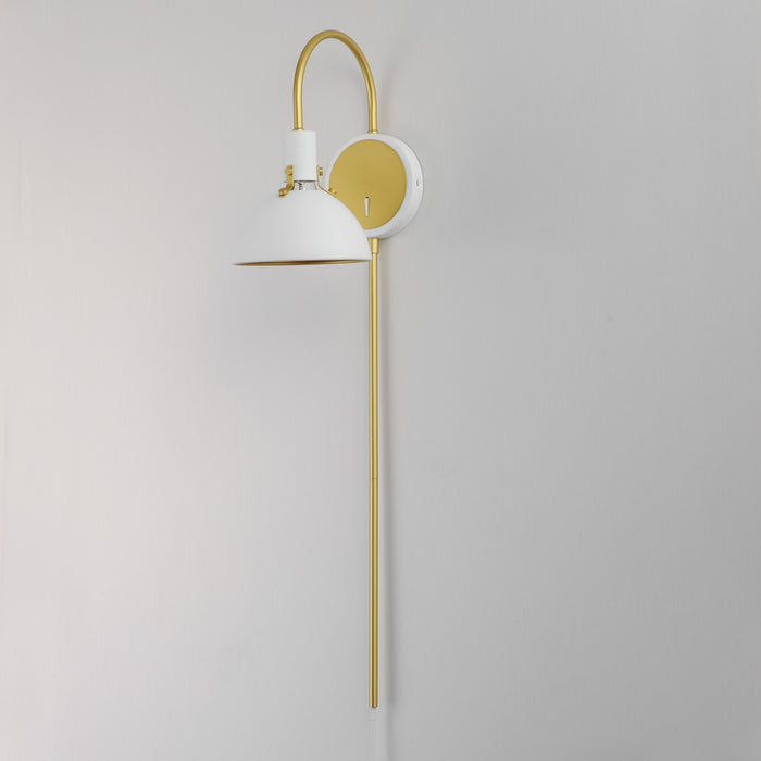 Maxim - 12041WTSBR - One Light Wall Sconce - Dawn - White/Satin Brass