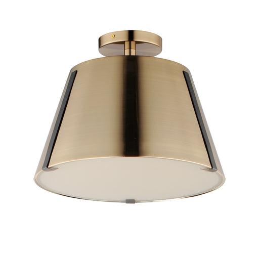 Maxim - 25170DBZHR - LED Semi Flush Mount - Carlo - Dark Bronze, Leather, Heritage Brass