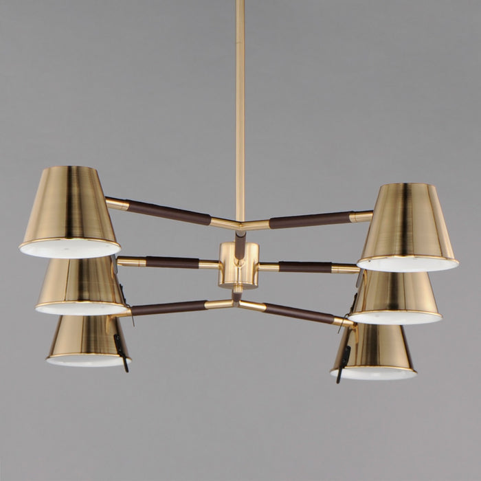 Maxim - 25176DBZHR - LED Chandelier - Carlo - Dark Bronze, Leather, Heritage Brass