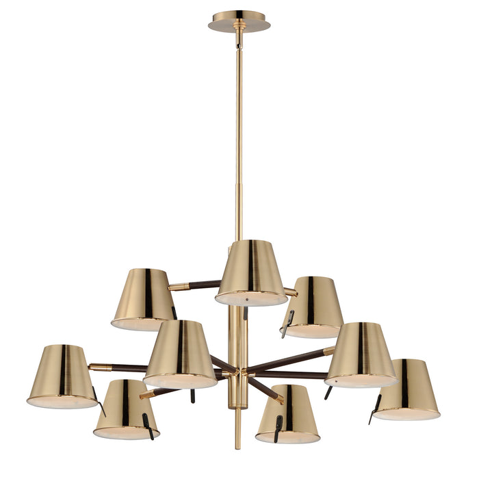 Maxim - 25179DBZHR - LED Chandelier - Carlo - Dark Bronze, Leather, Heritage Brass