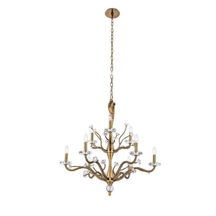 Kalco - 517772HBR - Nine Light Chandelier - Venus - Historic Brass