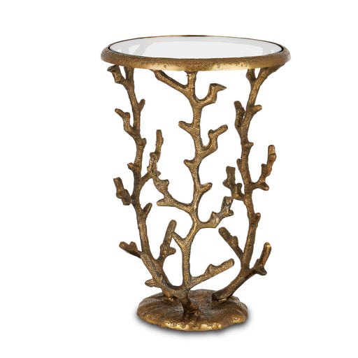 Currey and Company - 4000-0141 - Accent Table - Coral - Antique Brass